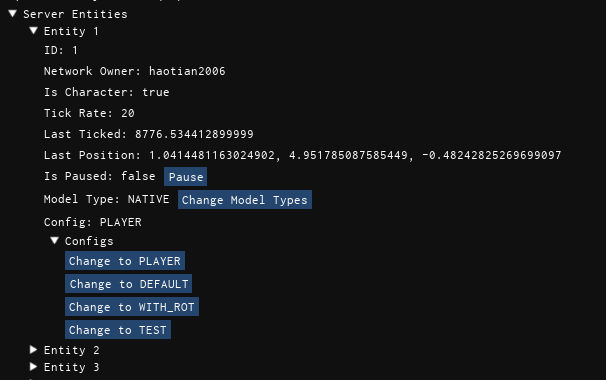 Server Entity Details